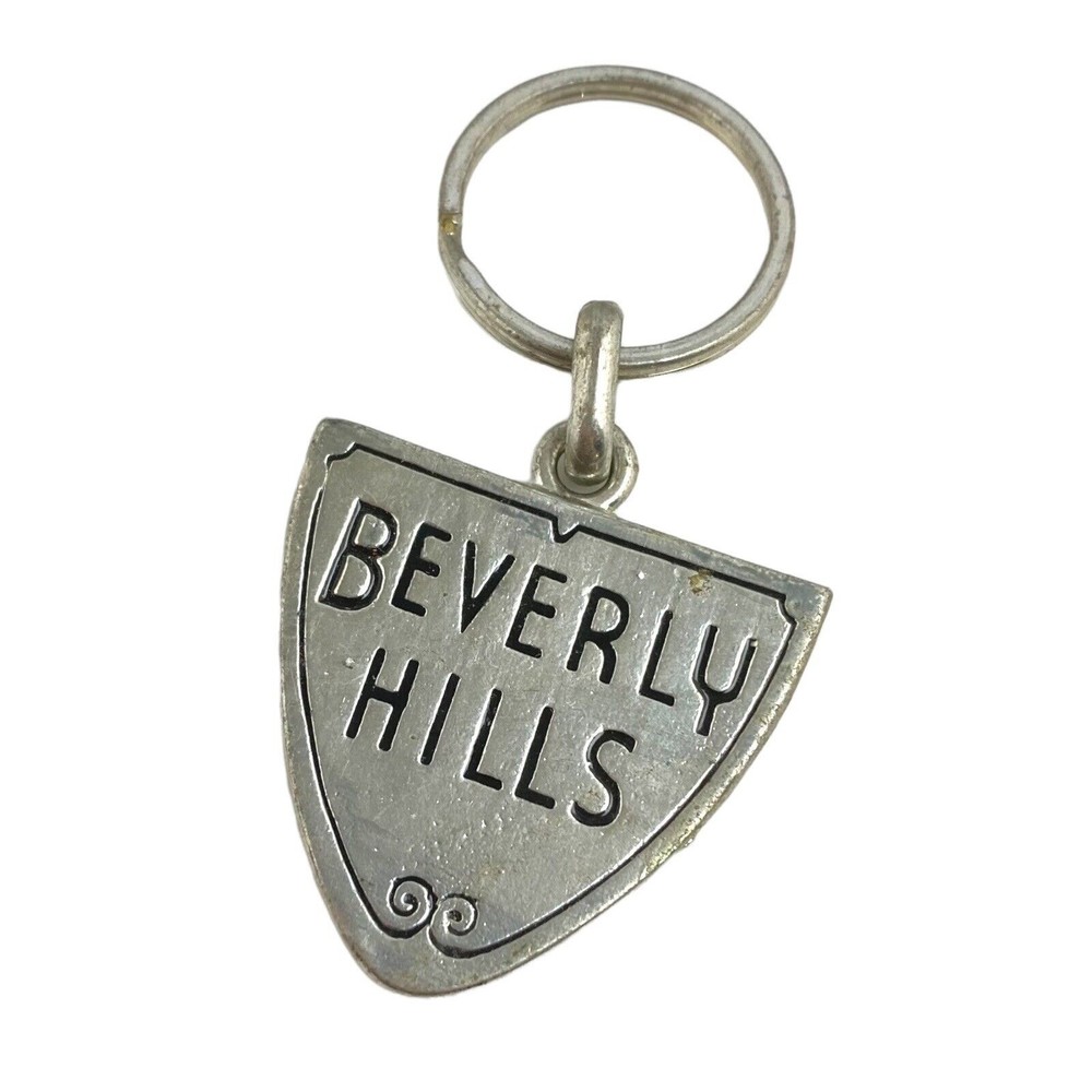 BEVERLY HILLS SOUTHERN CALIFORNIA SILVER TONE SOUVENIR KEYCHAIN KEYRING